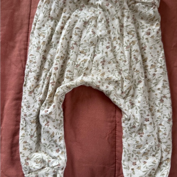 Rylee + Cru Baby Pants with Floral Pattern in Cream and Green - Picture 2 of 3